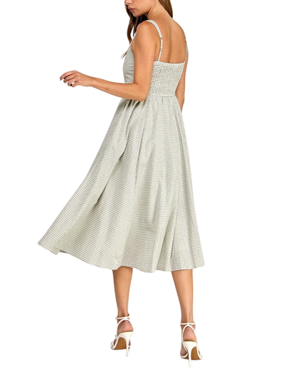 Blush BJ Gingham Square Neck Midi Dress - D5609-1