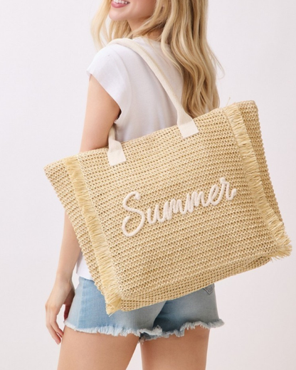 Fame Straw Braided Summer Tote Bag (More Colors Available) - MB0326
