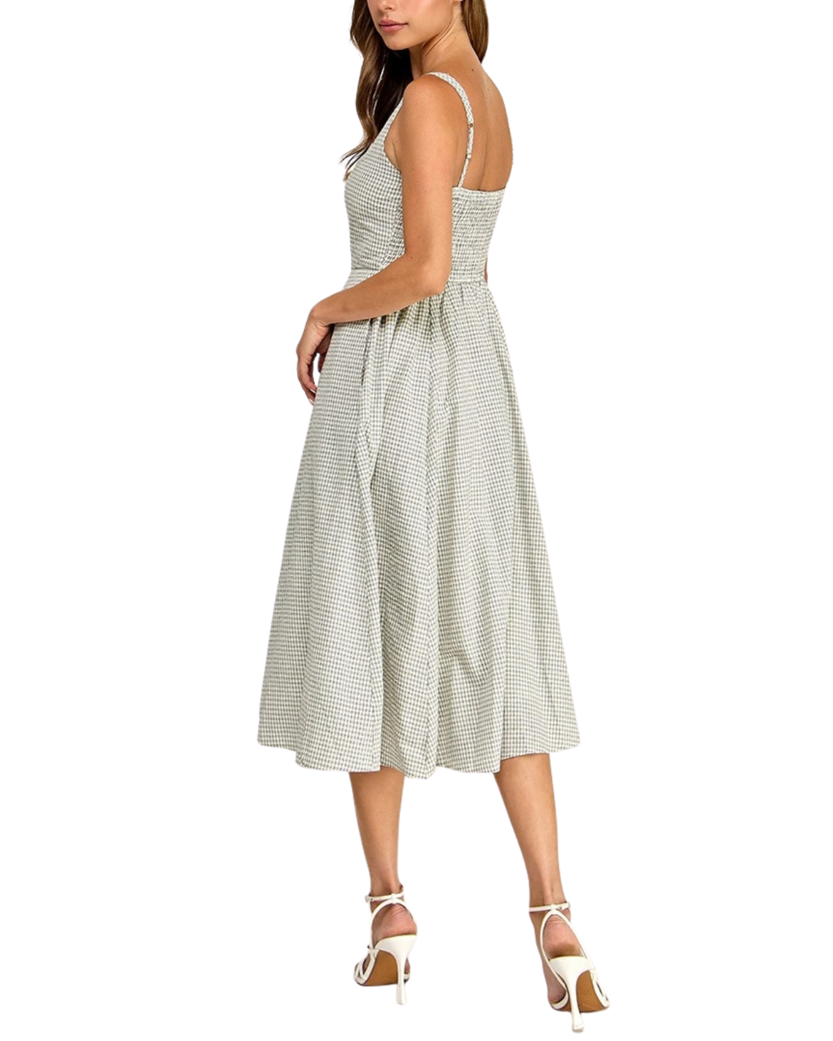 Blush BJ Gingham Square Neck Midi Dress - D5609-1