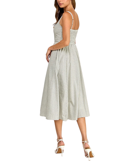 Blush BJ Gingham Square Neck Midi Dress - D5609-1