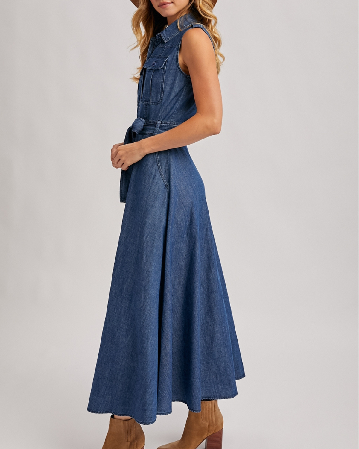 BluIvy Denim Maxi Dress - D01295