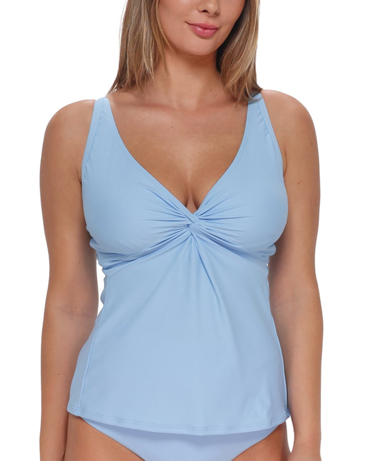 Sunsets Solids Blue Whisper Forever Underwire D+ Tankini Top - 77
