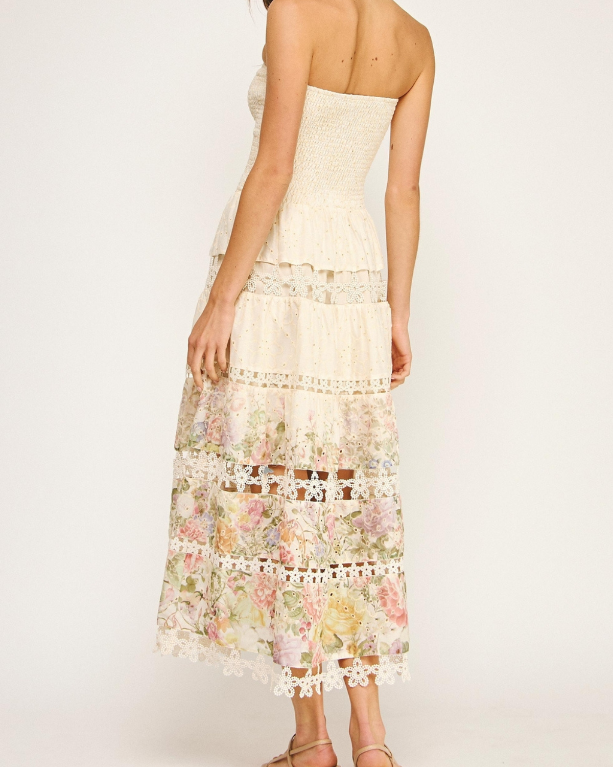 Strut & Bolt Eyelet Lace Tube Dress in Floral Print - D-10919-H