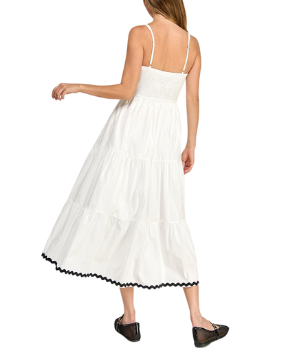 Blush BJ Square Neck Contrast Trim Midi Dress (More Colors Available) - D5657