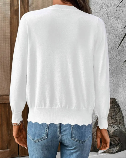 Lovesoft Lightweight Scalloped Edge V-Neck Knit Cardigan (More Colors Available) - MD296