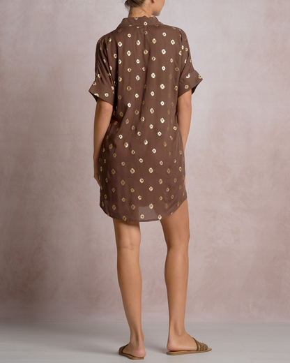 Elan Polka Dot Button Down Dress - RPF50189