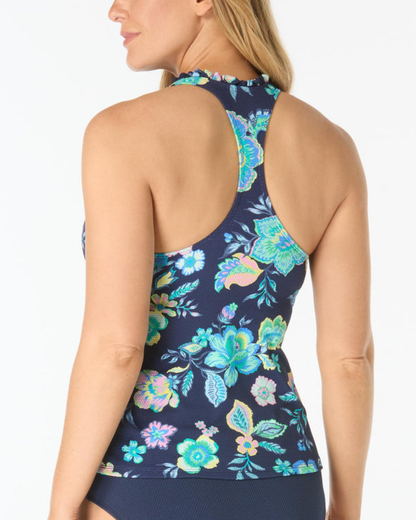 Beach House Diamond Meadows Nina Ruffled Trim Textured Tankini Top - H1N743 (More Colors Available)