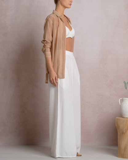 Elan Button Up CollarCover Up Shirt - TSP11086