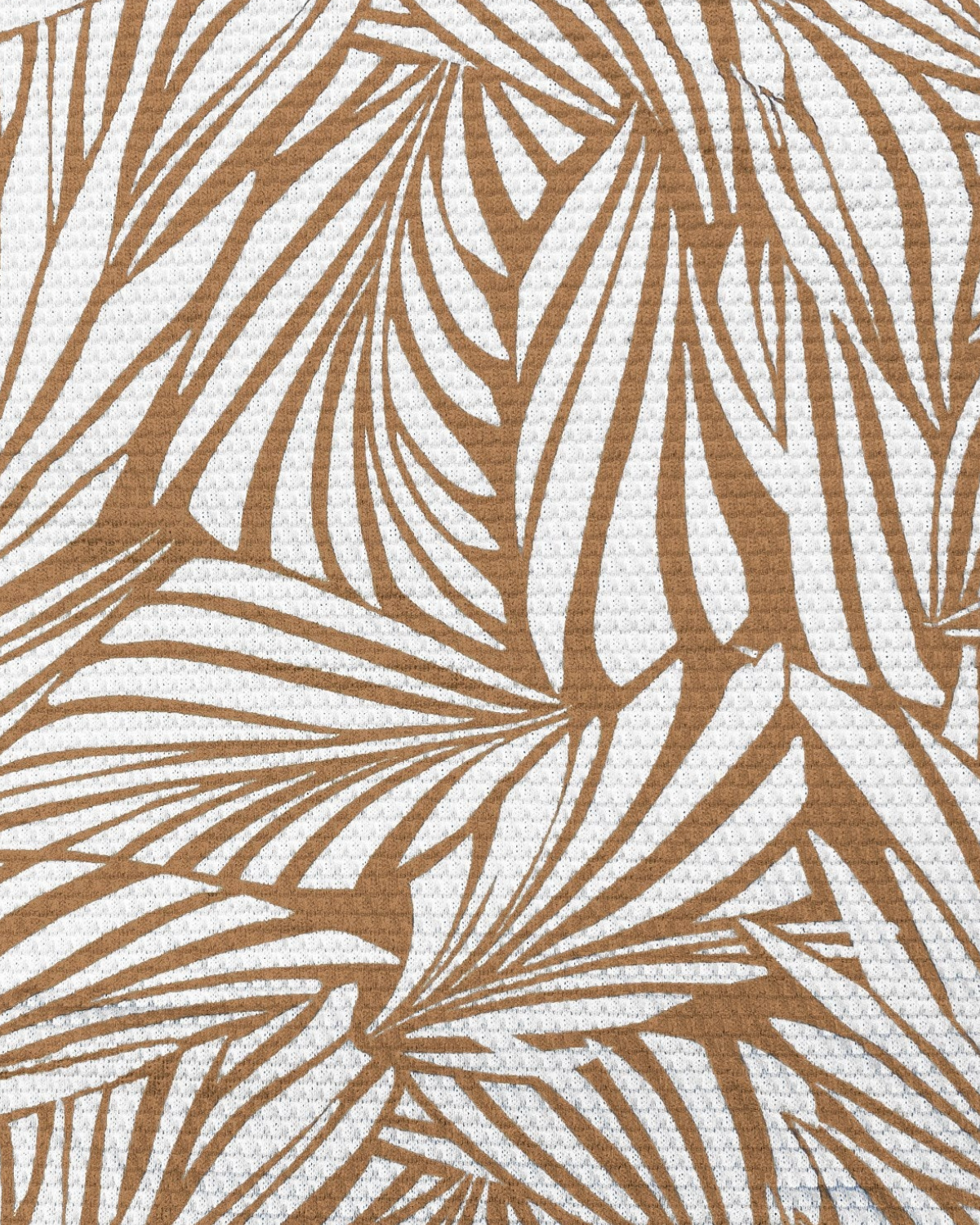 swatch of leaf print in white and beige