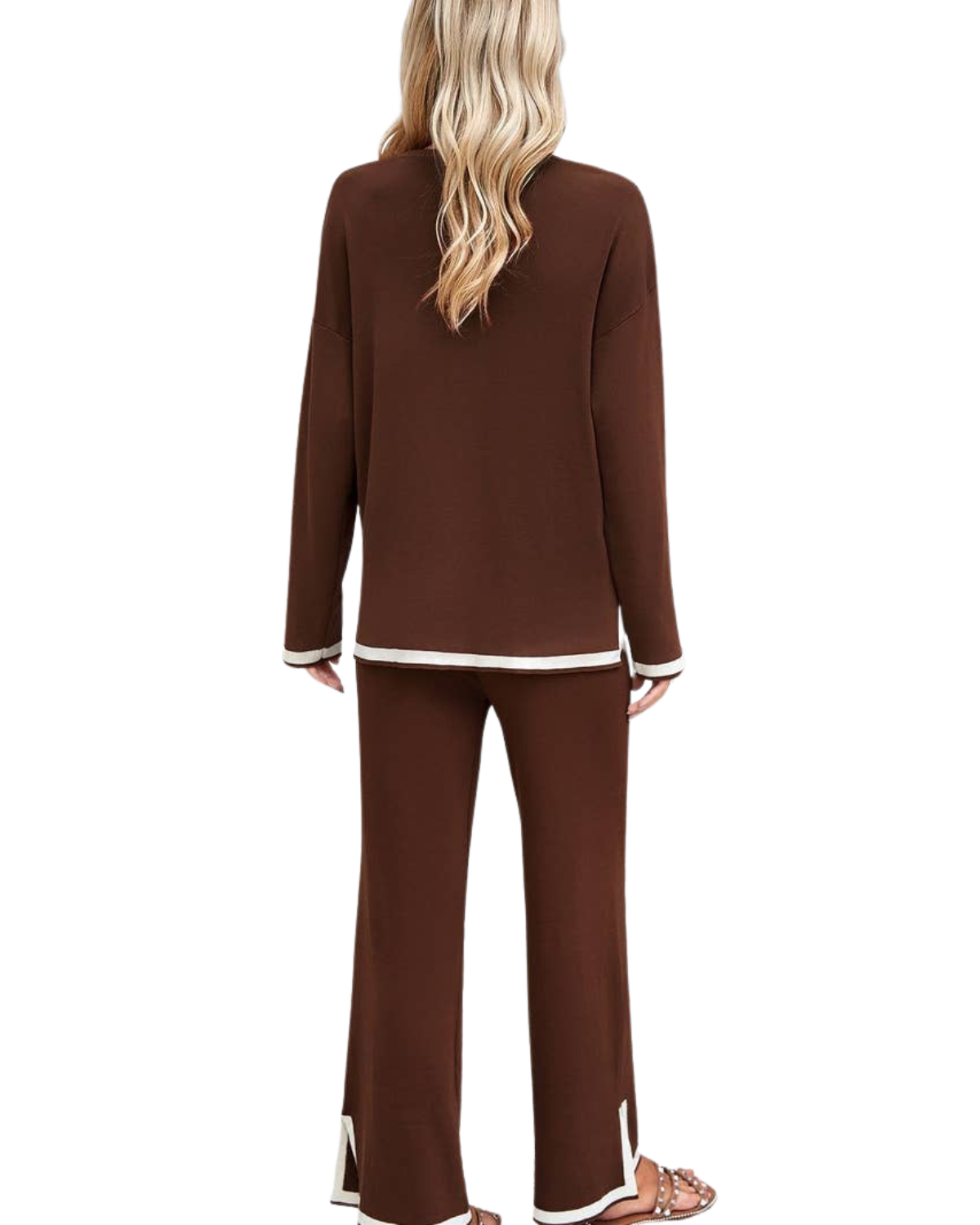 NINEXIS Round Neck Long Sleeve Sweater Pants Set - CWSTB0346