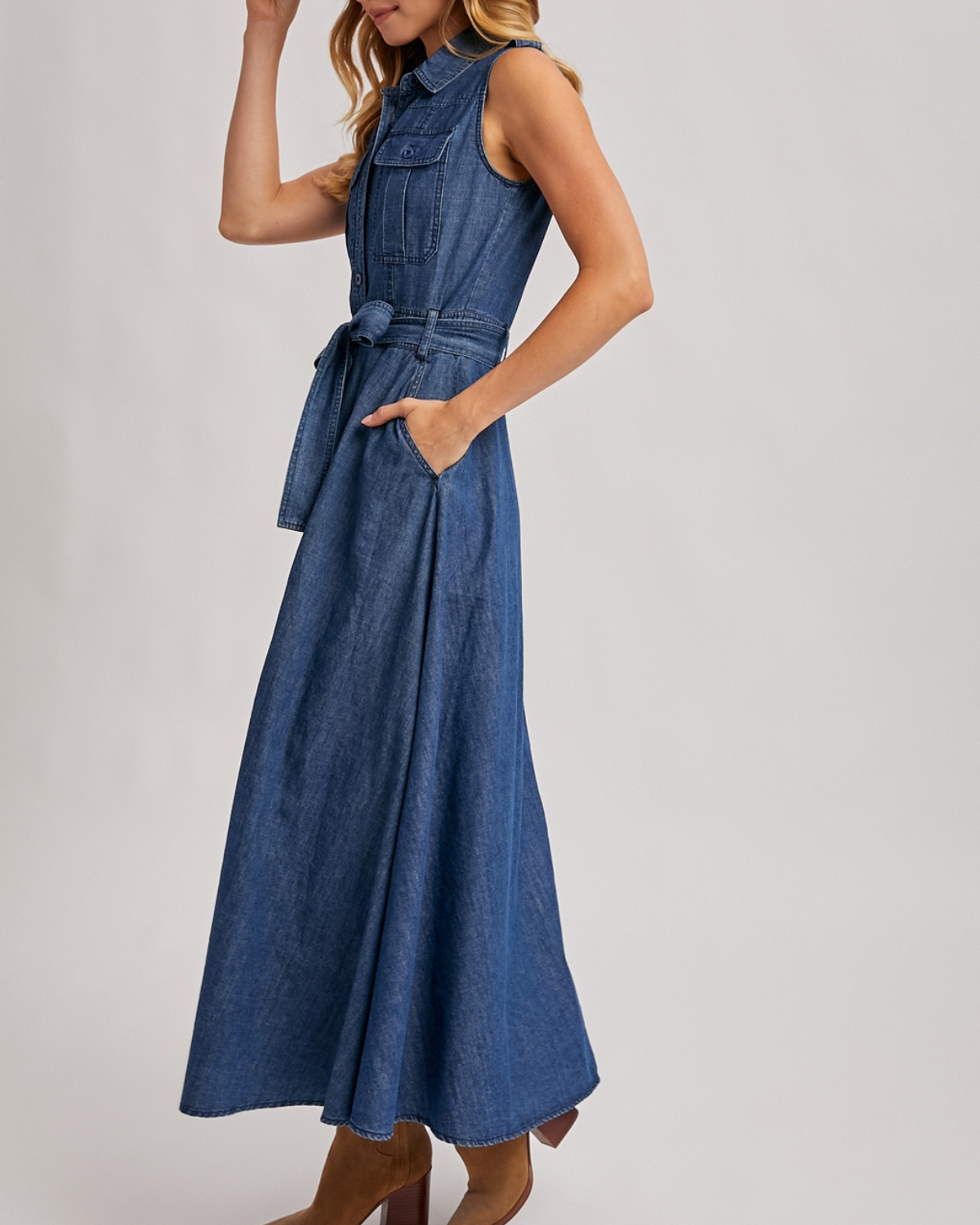 BluIvy Denim Maxi Dress - D01295