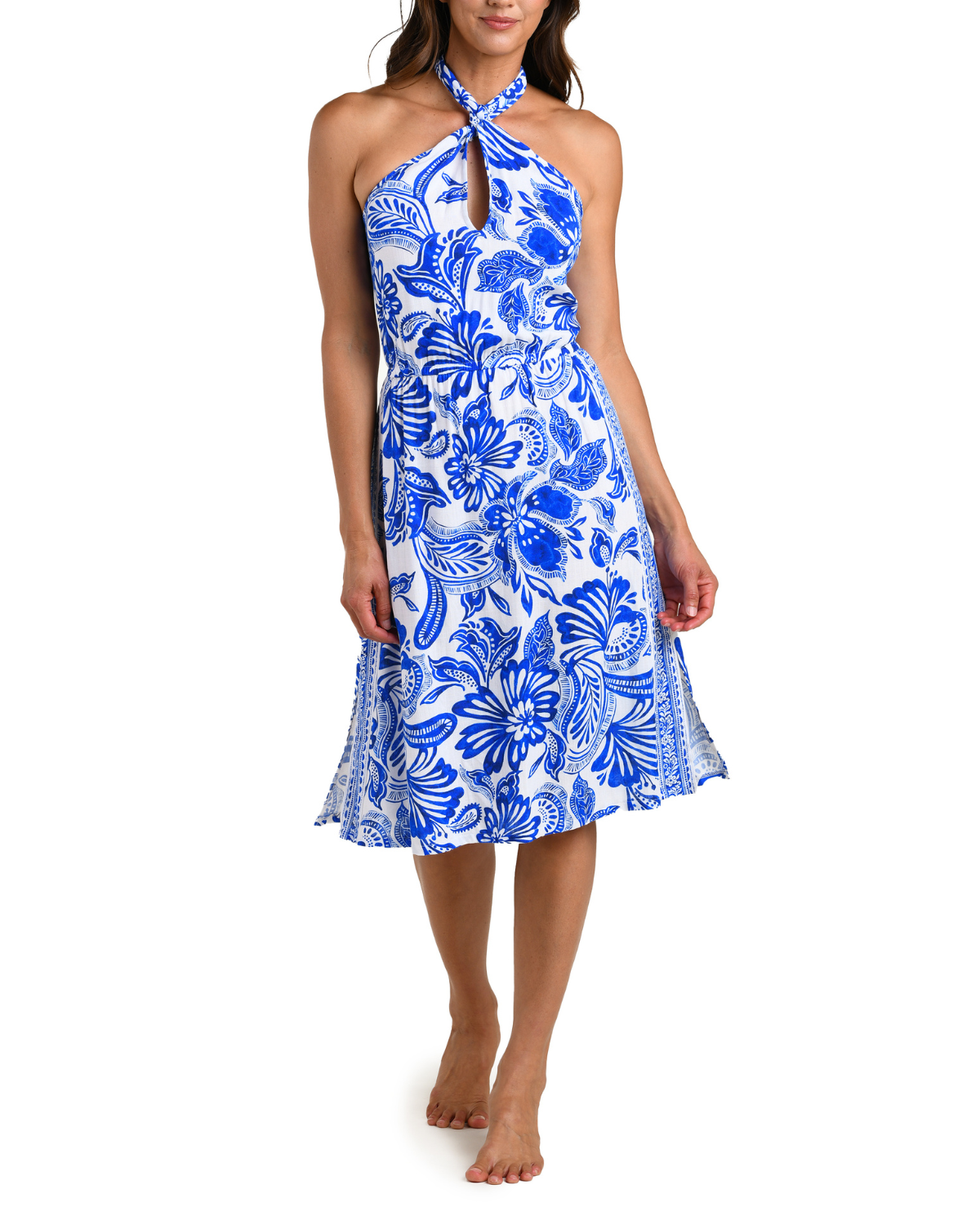 La Blanca Botanical Brocade Knotted Halter Dress - LB6CC67