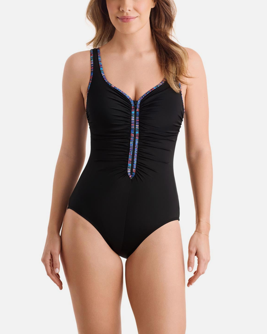 Shape Solver Sport Shirred Zipper One Piece - SVS260104