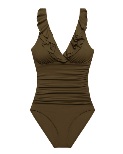 Lauren Ralph Lauren Ruffle Surplice One Piece (More Colors Available) - 206010101
