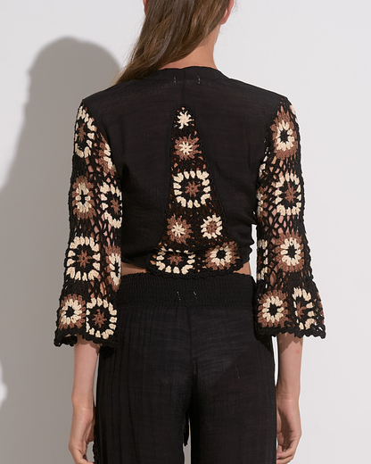 Elan Samoa Crochet Tie Front Top (More Colors Available) - CRC10262