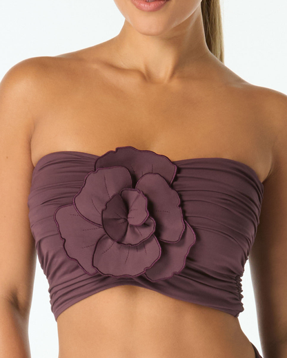 Carmen Marc Valvo Solids Flower Applique Bandeau Crop Top (More Colors Available) - C7G380
