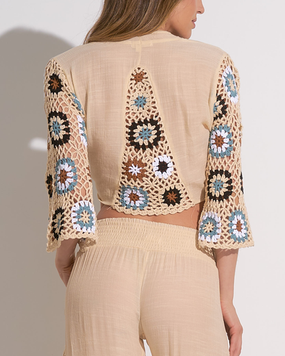 Elan Samoa Crochet Tie Front Top (More Colors Available) - CRC10262