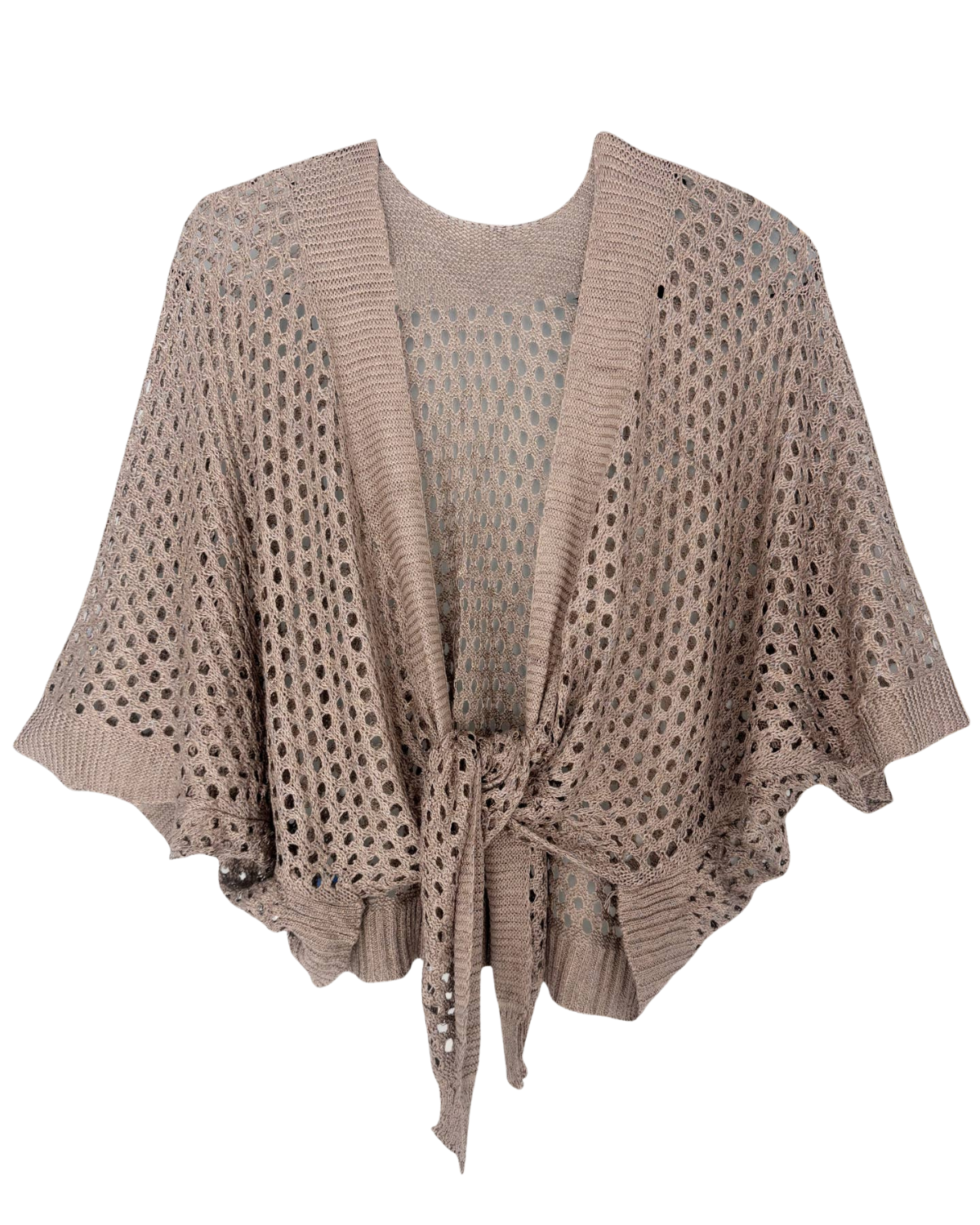 JC Sunny Eyele Open Knit Metallic Cardigan with Front Tie - JC063344