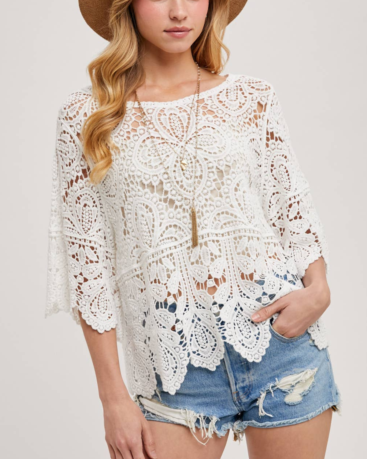 BluIvy Crochet Lace Top - T00633