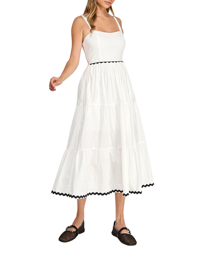 Blush BJ Square Neck Contrast Trim Midi Dress (More Colors Available) - D5657