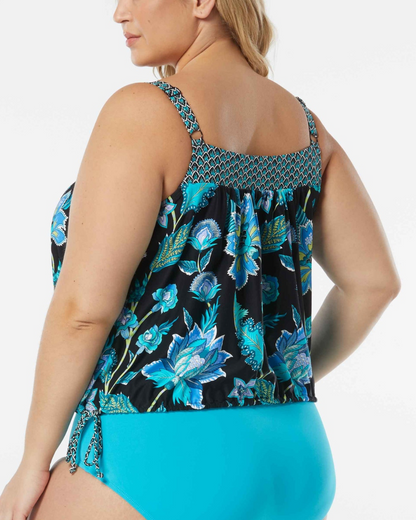2023 Beach House Women's Plus Audrey Blouson Tankini Top (More colors available) - HW95365