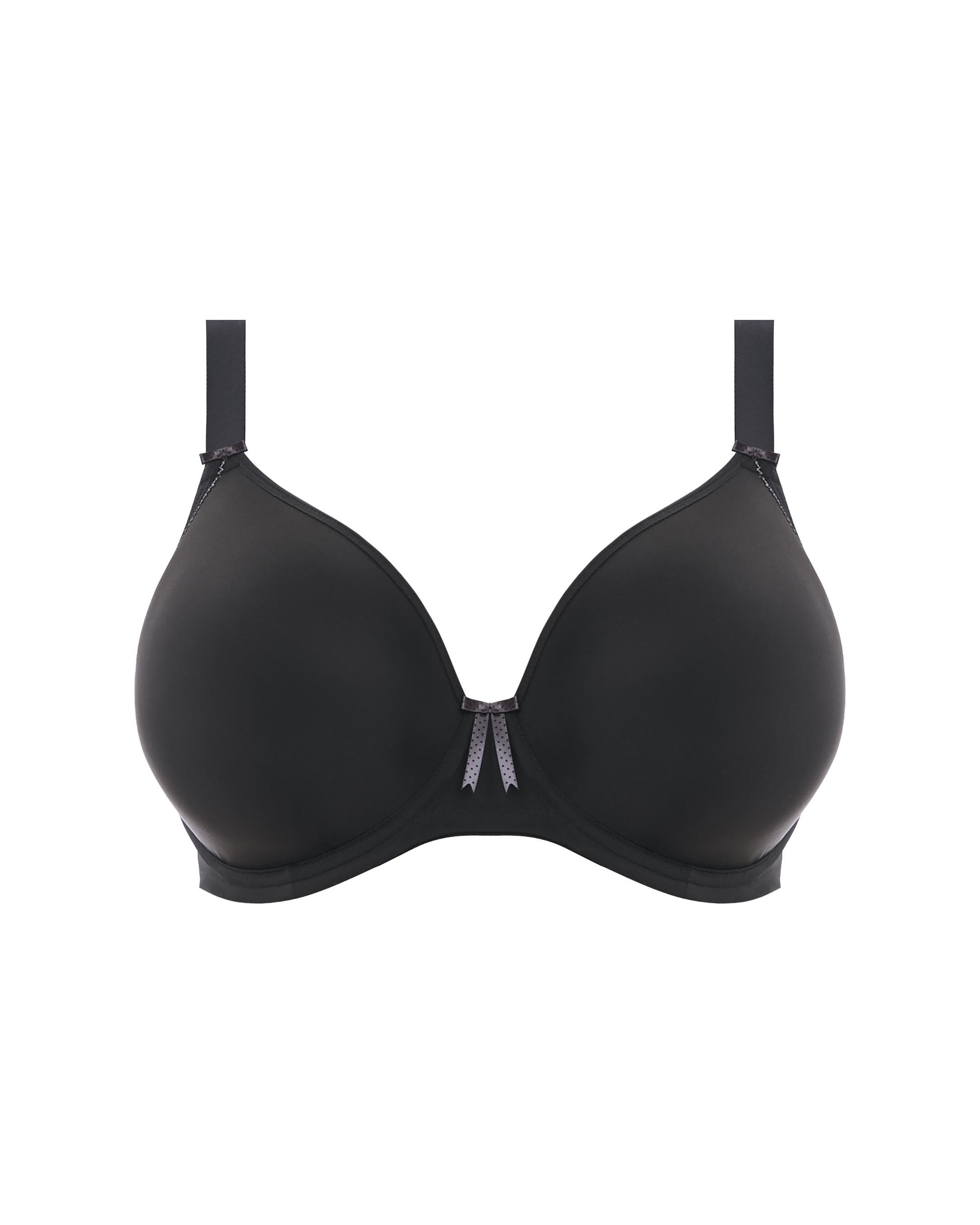 Flat lay of a molded underwire t-shirt bra in black