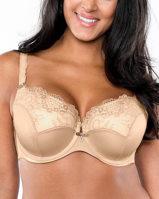 Curvy Couture Tulip Lace Push Up Bra (More colors available) - 1017 - Champagne Nude