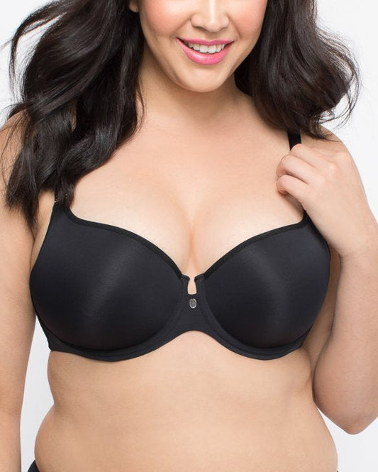 Curvy Couture Tulip Smooth Underwire T-Shirt Bra (More colors available) - 1274 - Black
