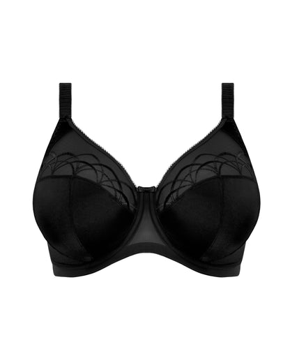 Flat lay of a soft cup underwire bra in black
