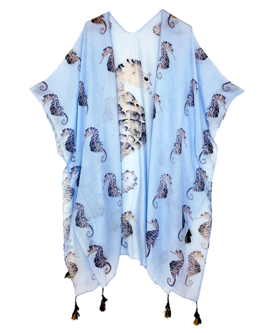 JC Sunny Seahorse Tassel Hem Kimono Cover Up - JC062562