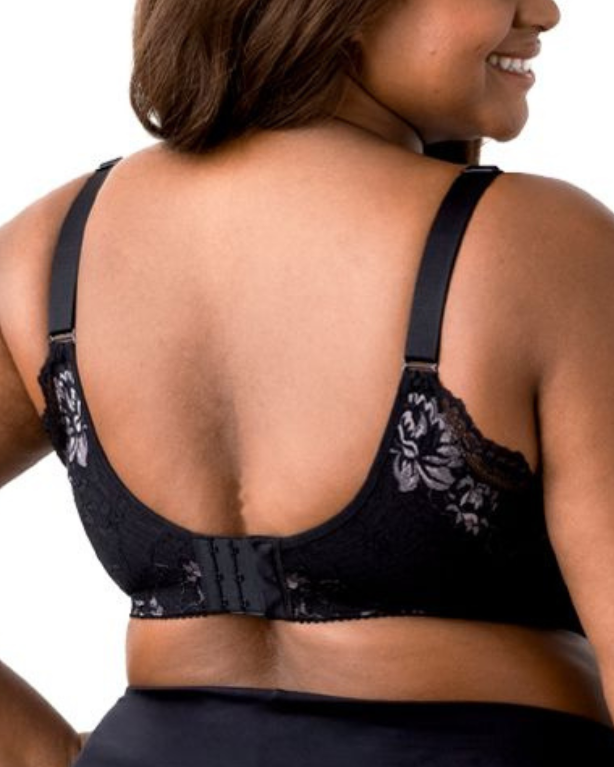 Elila Swiss Embroidered Soft Cup Wire-Free Bra - Black - Curvy