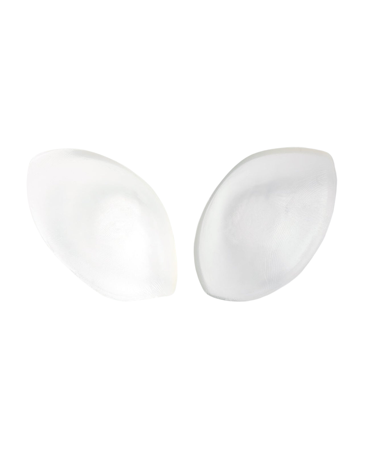 Flat lay of a clear adhesive backless strapless silicone skin bra.