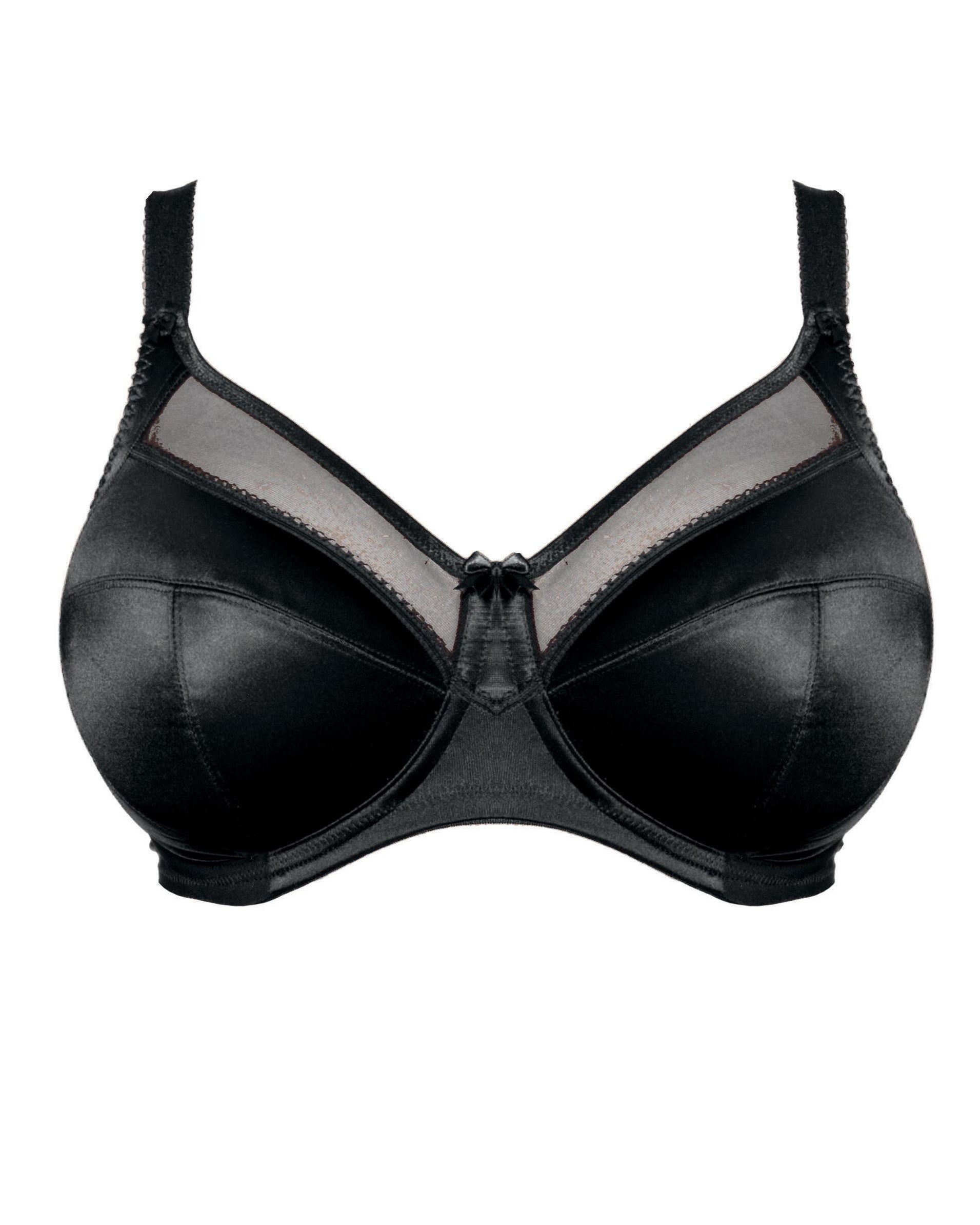 Flat lay of a cut and sew banded underwire bra in black