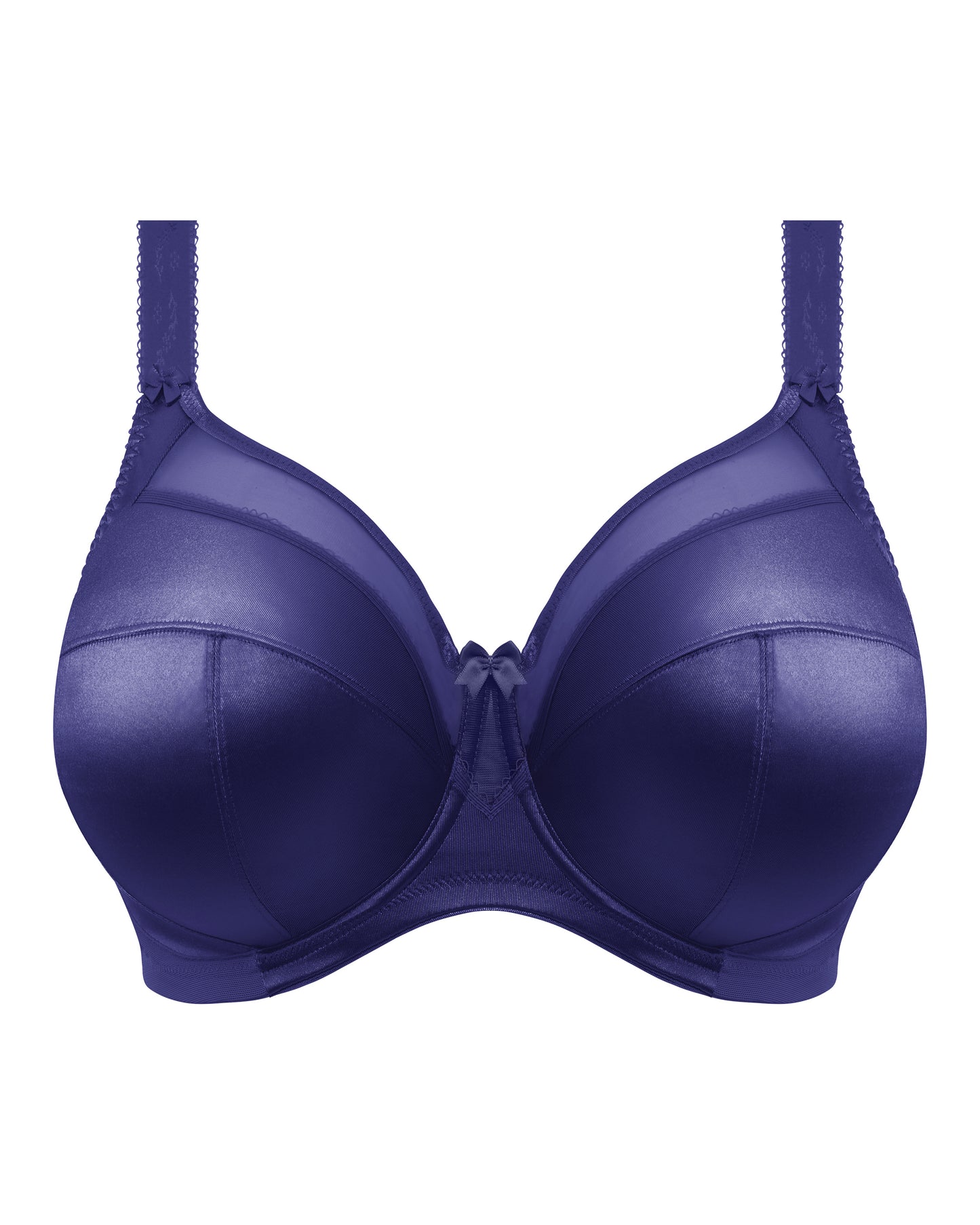 Flat lay of a cut and sew underwire banded bra in navy blue