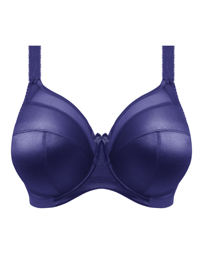 Flat lay of a cut and sew underwire banded bra in navy blue