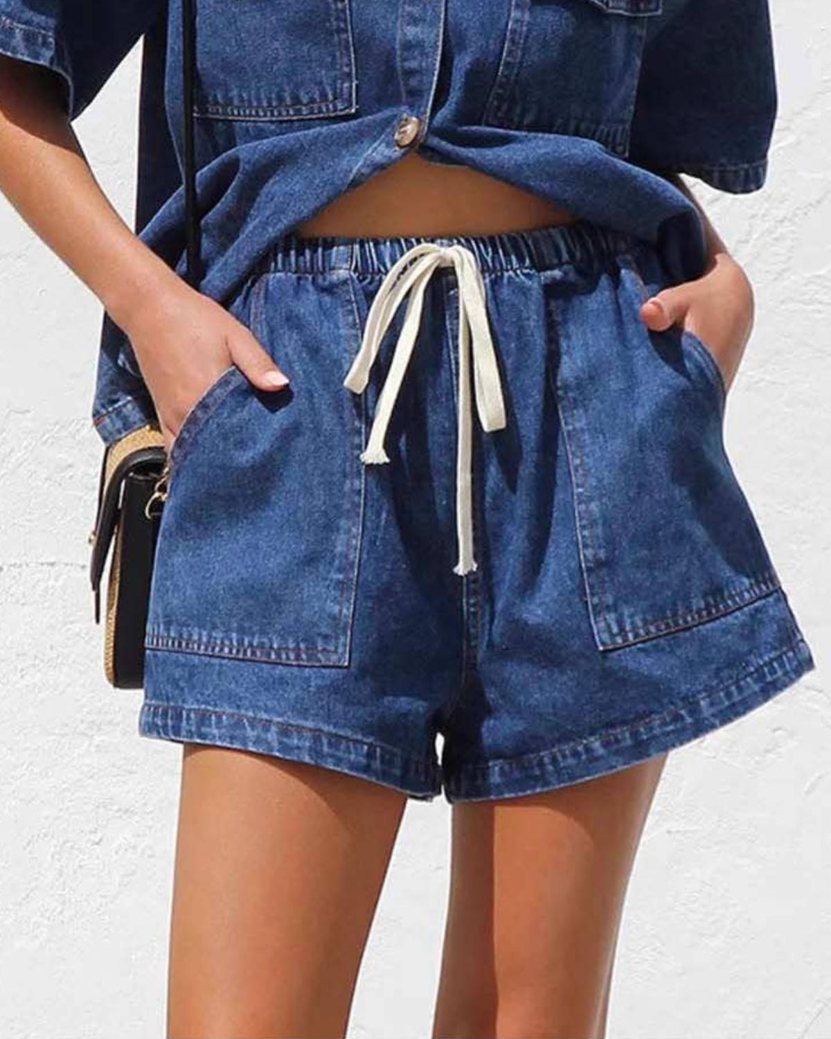 Sweet Kama Denim Short with Elastic Waist and Pockets- SKST5KC72S