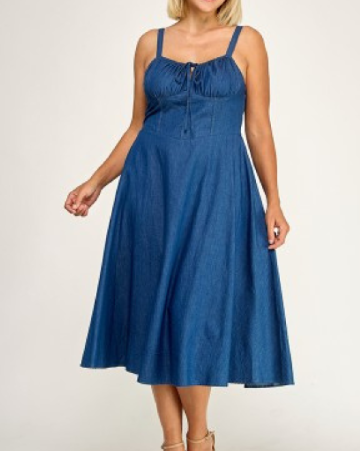 Blush BJ Plus Size Drawstring Denim Midi Dress - D5636x