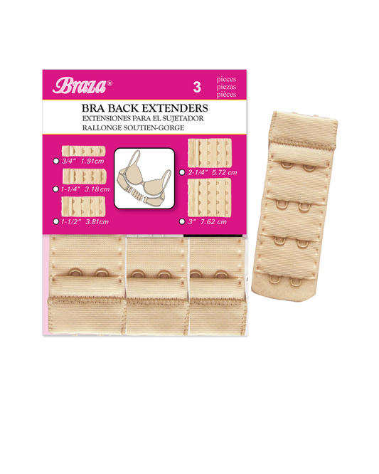 Braza 2 Hook Bra Extenders - Narrow - 3 PC - Beige - 50225