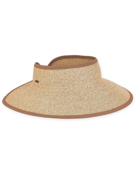 Roll up visor hat with a brown trim 