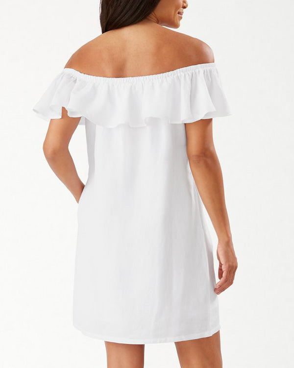 Tommy Bahama Women's Swim Linen Off The Shoulder Dress - Black - XL Tommy Bahama Women's Swim Linen Off The Shoulder Dress - Black - XL