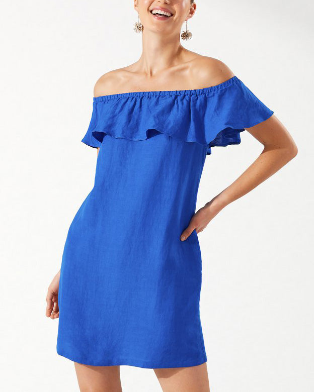Tommy Bahama Women's Swim Linen Off The Shoulder Dress - Black - XL Tommy Bahama Women's Swim Linen Off The Shoulder Dress - Black - XL