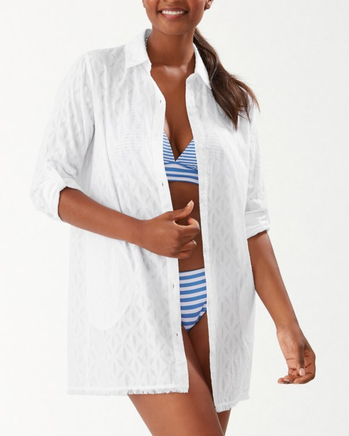 2023 Tommy Bahama Cotton Clip Boyfriend Shirt (More colors avilable) - SS500114 - Blum's Swimwear & Intimate Apparel, Patchogue, Long Island, Buffalo, New York, Year Round Swimwear, Angela’s Bra Boutique, Farmingdale, Swimsuit, Ashley's Swimwear & Lingerie, Ashley's of Buffalo, Lovely Swimwear & Intimate Apparel, Full-Figure Swimwear, Bathing Suit, Full Bust, Full FigureBras, Plus Size Swimwear, Tummy Control, Everything But Water, Bare Necessities, Kohl's  Macy's, Target, Walmart