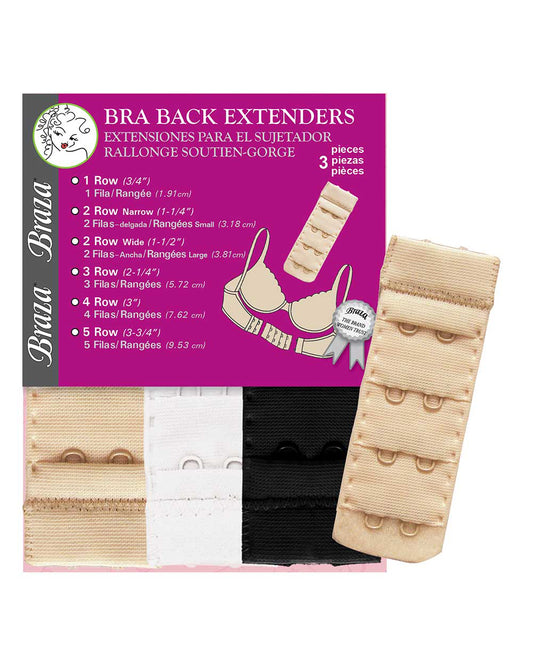 Braza Two Hook Narrow Bra Extender (3pc) (More colors available)
